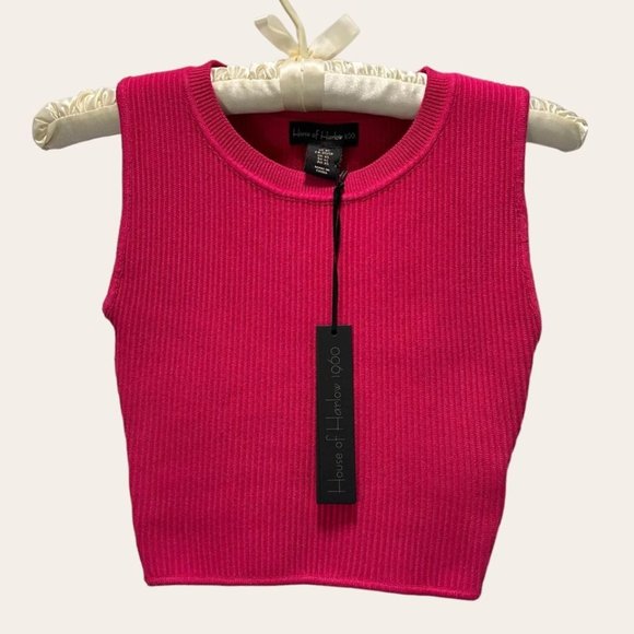 House of Harlow 1960 Tops - NWT XS House of Harlow 1960 Sleeveless Sculpt Ribbed Crop Top - Pink - Body Con